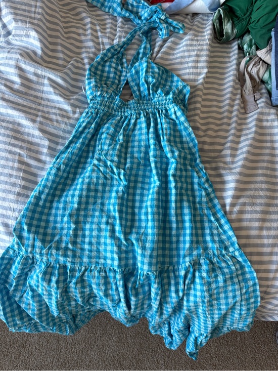 Hello Molly Dresses & Skirts - Hello Molly maxi dress plaid Blue Gingham Halter dress wedding guest dress